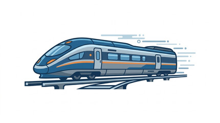 Modern High Speed Train on Tracks. © Dne