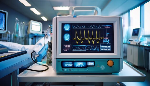 a portable ecg monitor being used to record a patient s heart rhythm in a medical facility