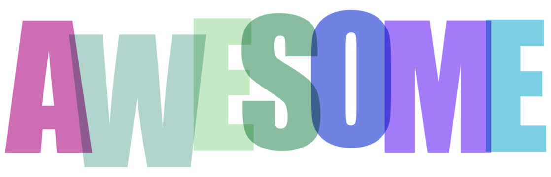Multicolored Awesome Text with Gradient Effect Isolated