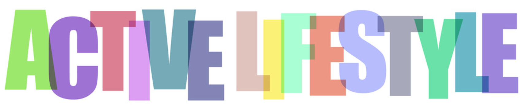 Multicolored text graphic of active lifestyle words