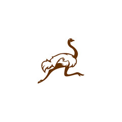 Fototapeta premium A solid, brown silhouette icon of a running ostrich