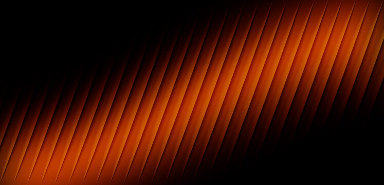 Abstract digital background featuring vibrant orange diagonal lines glowing softly against a deep dark black surface with smooth gradient lighting