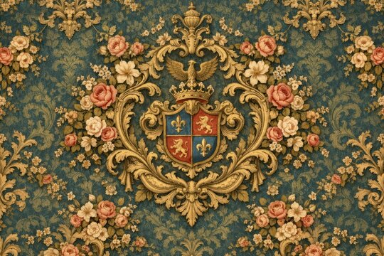 Elegant vintage floral tapestry design.