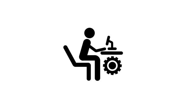 Worker Adjusting Industrial Gear Mechanism in Minimalist Workspace Setting.