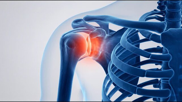 Human shoulder joint pain and bone inflammation animation