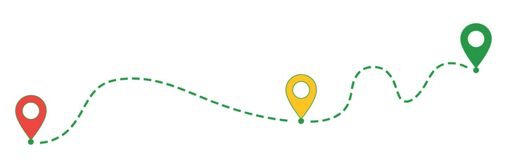 Map route location icon, start and end navigation signs, path line graphics and destination markers, modern flat vector illustration for travel planning applications. © Ayat04