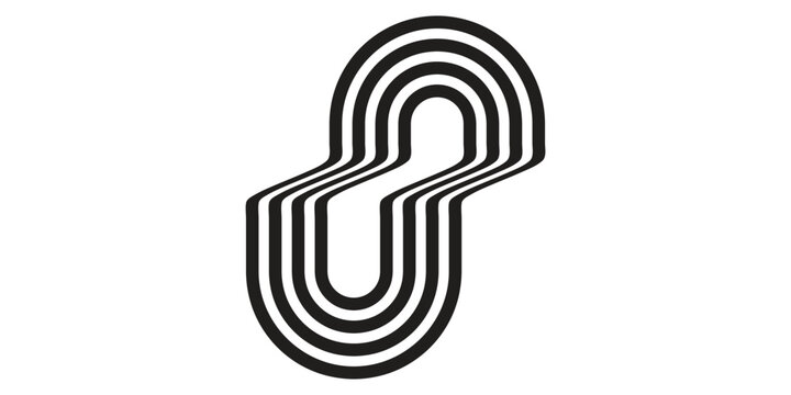 Abstract Black and White Intertwined Lines Forming a Unique Shape.