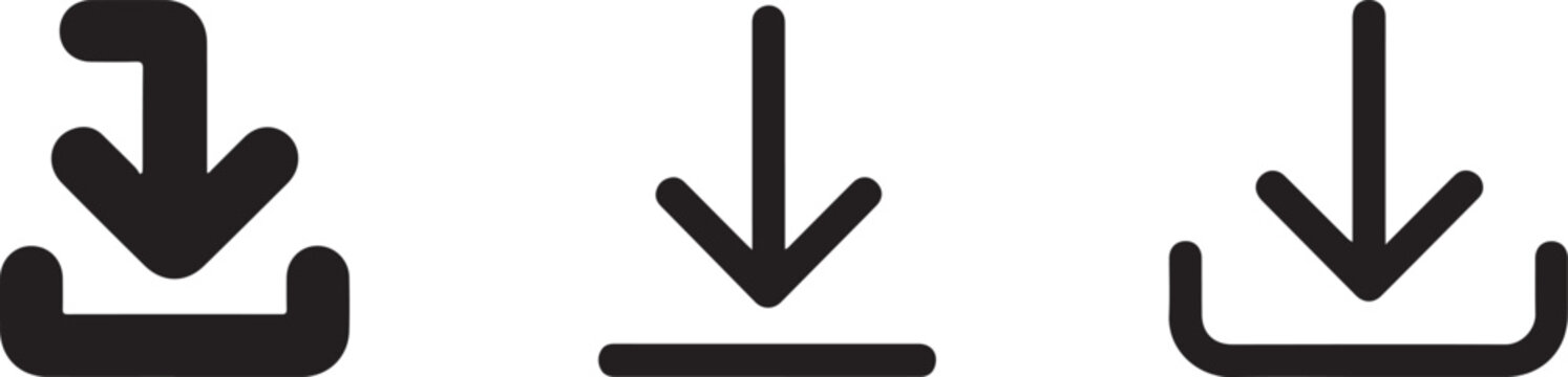 Simple flat download vector icon install symbol and Download Arrow Icon Set