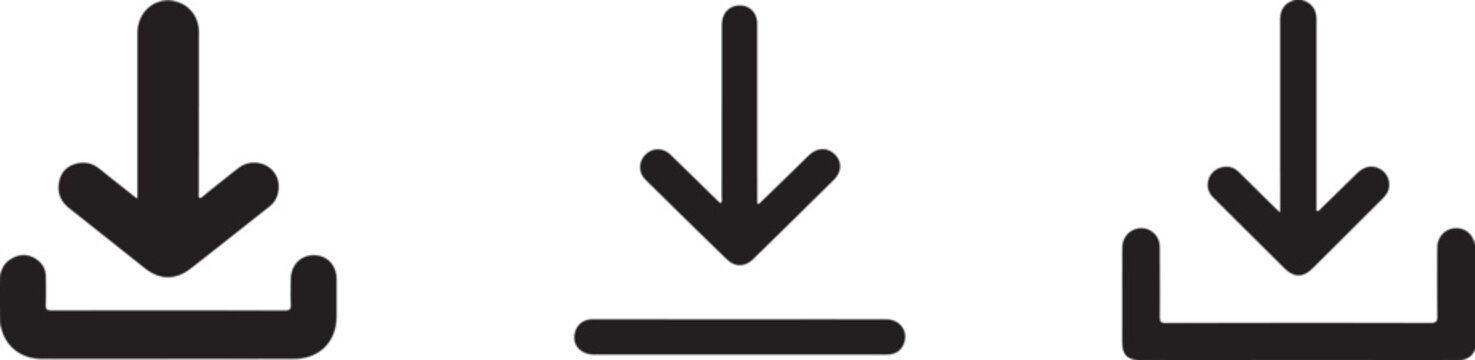 Simple flat download vector icon install symbol and Download Arrow Icon Set