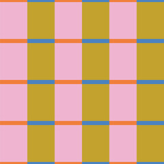 Bold colour block grid seamless pattern with contrasting narrow dividing lines. Multicolored squares and lines abstract texture. Cute color block tartan-like structure with a clean, modern feel © iliveinoctober