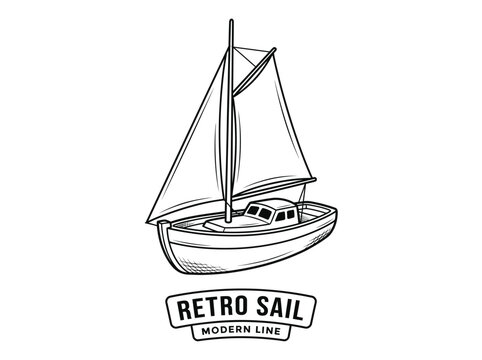 Retro sailboat with single mast.