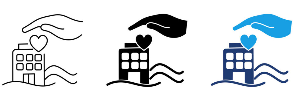 Real Estate Disaster Protection icon collections.
