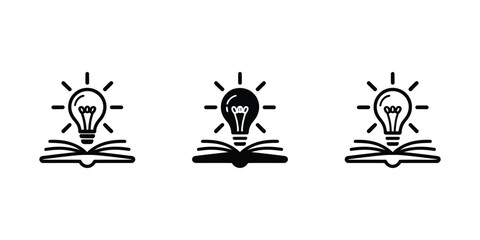 Idea and education concept book with light bulb icon set for creativity learning and knowledge visualization design