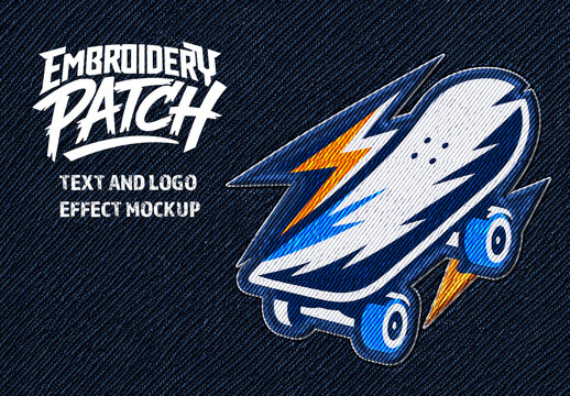 Embroidery Patch Text & Logo Effect Mockup