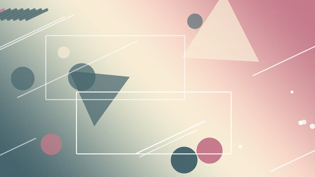 Outlined rectangles and floating dots sit over a soft pink-cream gradient with diagonal lines, creating a gentle futuristic mood for UI and branding.