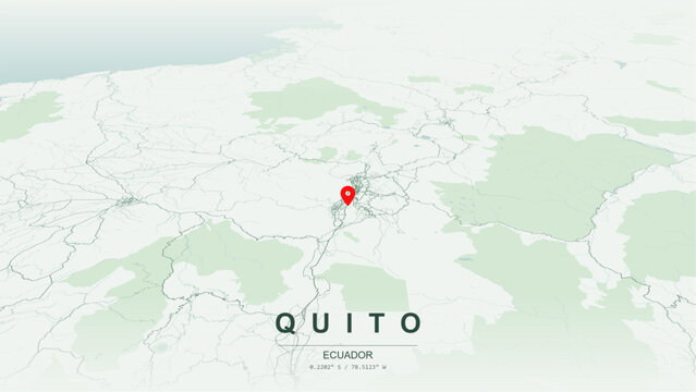 Modern minimalist vector map of Quito, Ecuador. High-quality scalable illustration of Quito historic Centro Historico grid, Mariscal Sucre and Carolina Park axis for posters Archetype layouts.