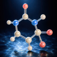 Obraz premium Molecular structure showcases vibrant arrangement of atoms with colorful spheres representing different elements. design highlights beauty