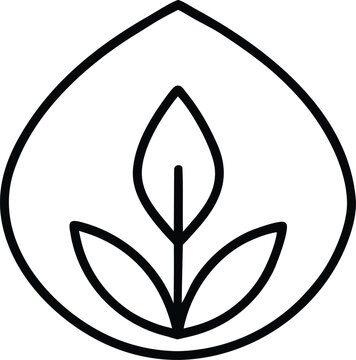 Eco friendly leaf logo, water drop icon, plant symbol, green vector icon vector line art outlin an white background