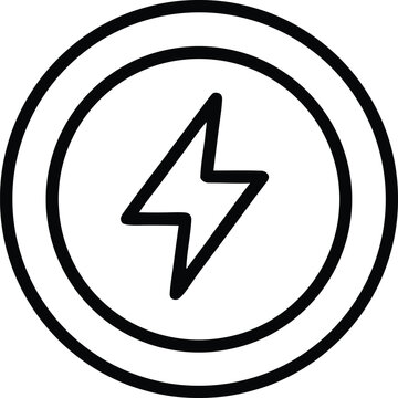 Electric, lightning bolt icon, black and white, vector symbol, energy concept icon vector line art outlin an white background