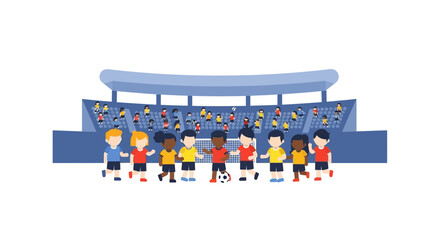 Fototapeta premium Kids Playing Soccer Stadium.