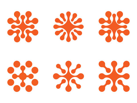 Metaball icon set with liquid transition shapes connected dots and morphing circle patterns for modern abstract graphics