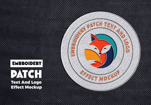 Embroidery Patch Text And Logo Effect Mockup