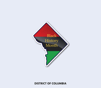 District of Columbia Black History Month Sticker - Pan African Flag DC Map Vector Illustration