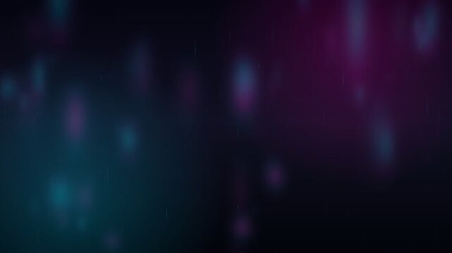 Abstract digital rain falling with neon bokeh lights