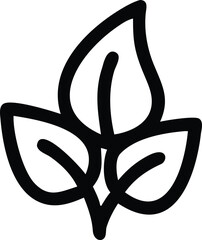 Black leaf icons, minimalist plant symbols, simple foliage illustrations, vector graphics vector black line art an white background. © MD FAHIM