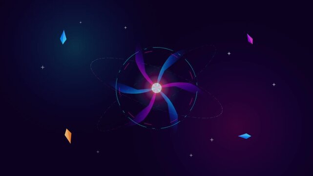 Abstract Cosmic Energy Core with Swirling Light Beams and Glowing Particles.