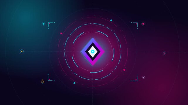 Abstract Digital Diamond Core Pulsating in Futuristic Cyber Space Background.