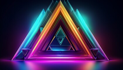 Fototapeta premium this image features a vibrant display of overlapping triangles in neon colors against a dark background creating a dynamic and creative effect