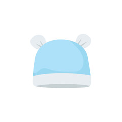 Fototapeta premium Blue Baby Beanie Hat with Ears Vector Illustration