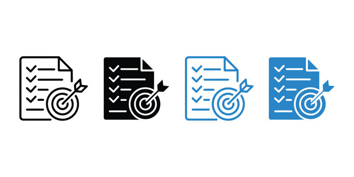 Objective result icon design vector with checklist and target symbol representing unbiased evaluation and measurable outcomes