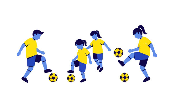 Soccer Players Kicking Balls.
