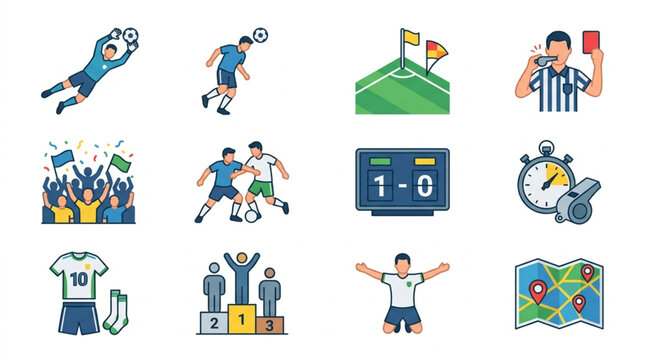 Soccer Football Sport Icons Set.