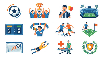 Fototapeta premium Soccer Football Sports Icons and Symbols Collection.