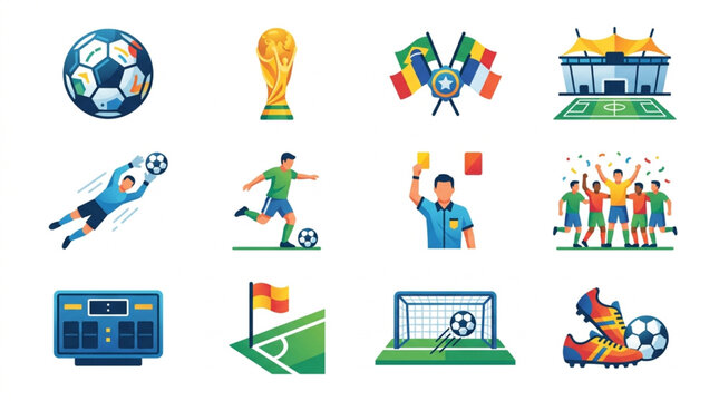 Soccer Football Sports Icons Set.