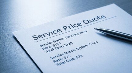 Obraz premium Professional Service Price Quote Document With Pen.