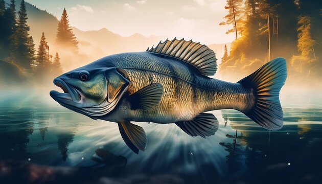 stunning double exposure of a black bass nature s beauty ai art