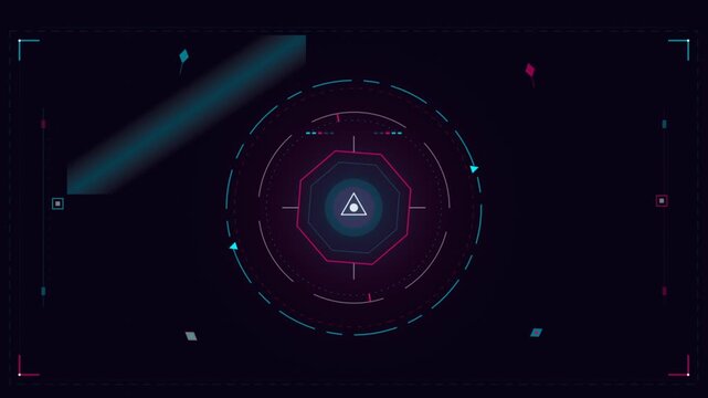 Futuristic HUD Interface with Dynamic Scanning Light Beam and Digital Target Display.