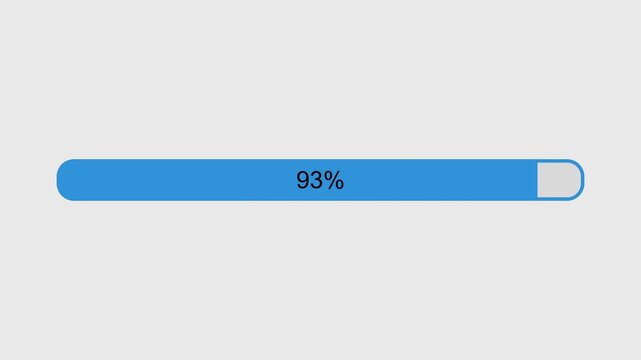 Blue progress bar on a light gray background displaying full completion at 100%. Simple and clean design representing a completed loading or processing stage.