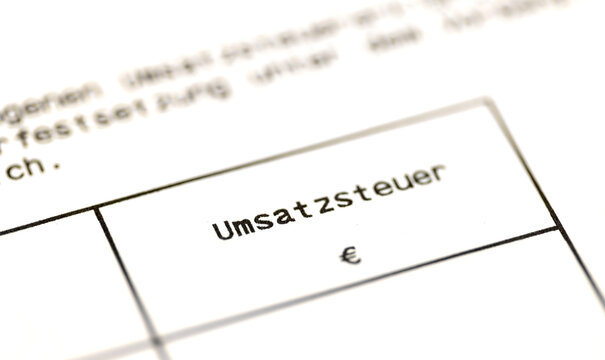 Close-up of a German sales tax form (Umsatzsteuer), document for determining refunds or additional payments. Tax office, application, sales tax return for companies.