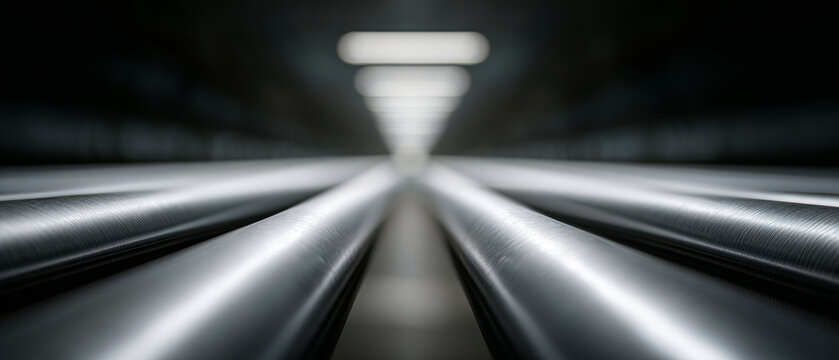 Close-up of industrial metal pipes