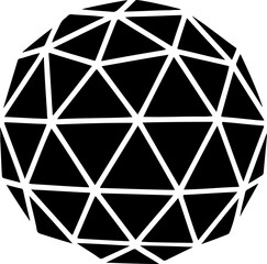 Geodesic dome sphere icon with black polygonal triangles for tech, science, and architectural designs © Tanjum