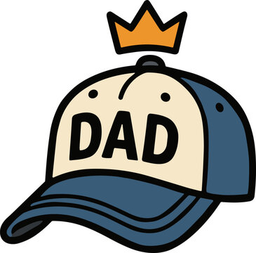 Baseball cap featuring a crown icon symbolizes the king of the house on a special father celebration.