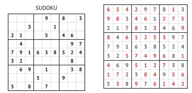 Sudoku puzzle with completed and empty grids for solving  