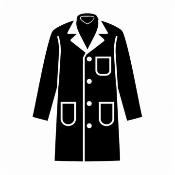 Outline of a Lab Coat with Pockets and Collar in Black and White Style