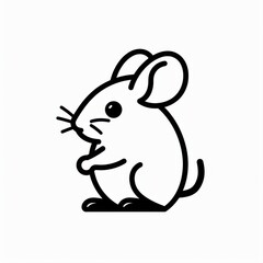 Fototapeta premium Simple Minimalist Outline of a Cute Cartoon Mouse Character Design