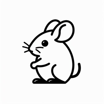 Simple Minimalist Outline of a Cute Cartoon Mouse Character Design